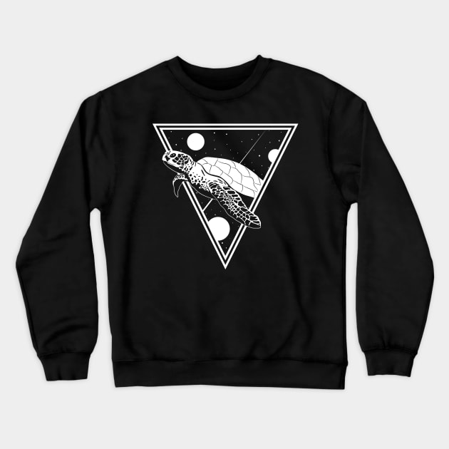 Space Turtle White Crewneck Sweatshirt by Drippn